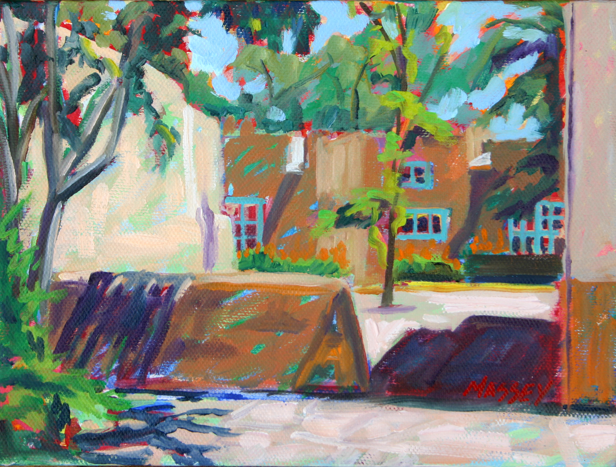 Adobe Courtyard, 6" x 8", oil on canvas