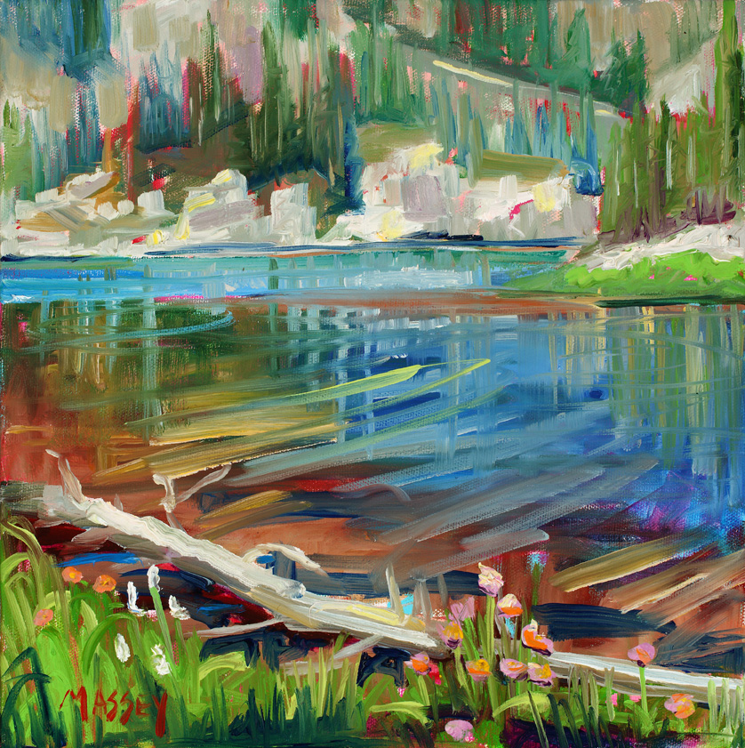 Mirror Lake, plein air, 12" x 12", oil on canvas