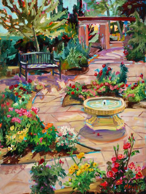 Garden Stroll,plein air, 24" x 18", oil on canvas