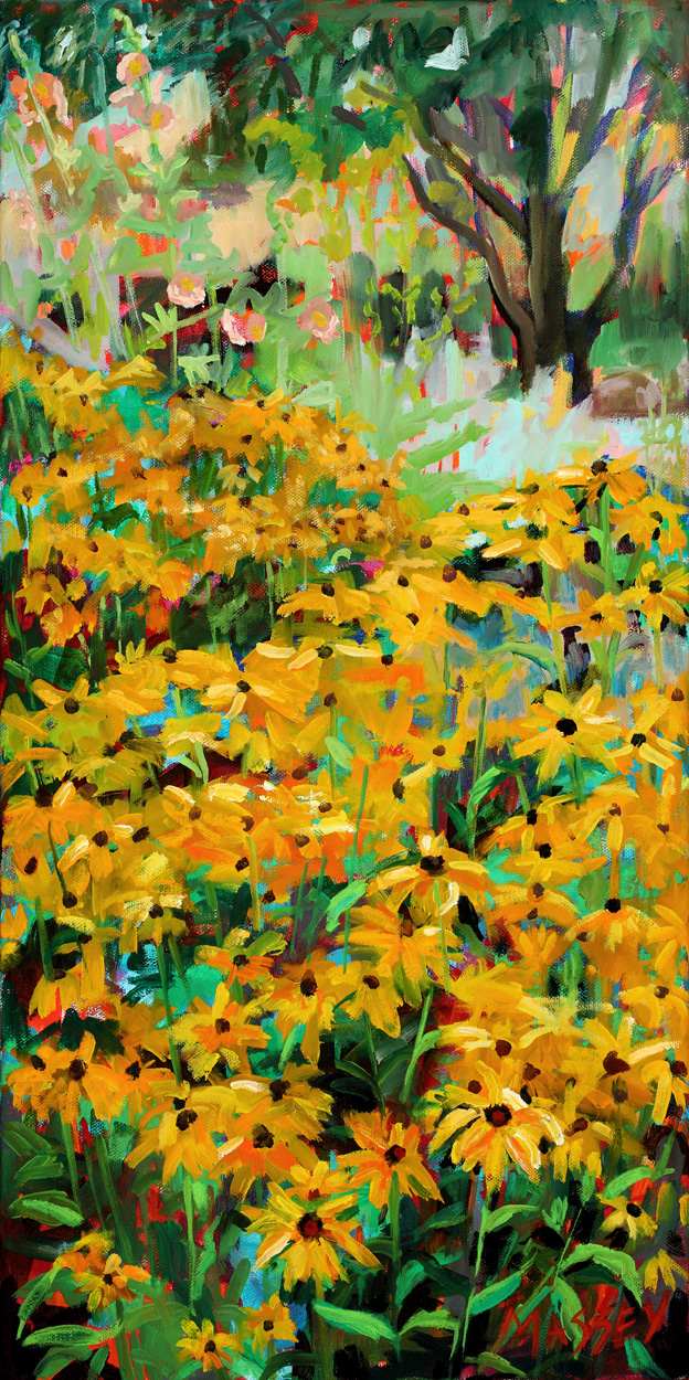 Summer Garden, plein air, 24" x 12", oil on canvas