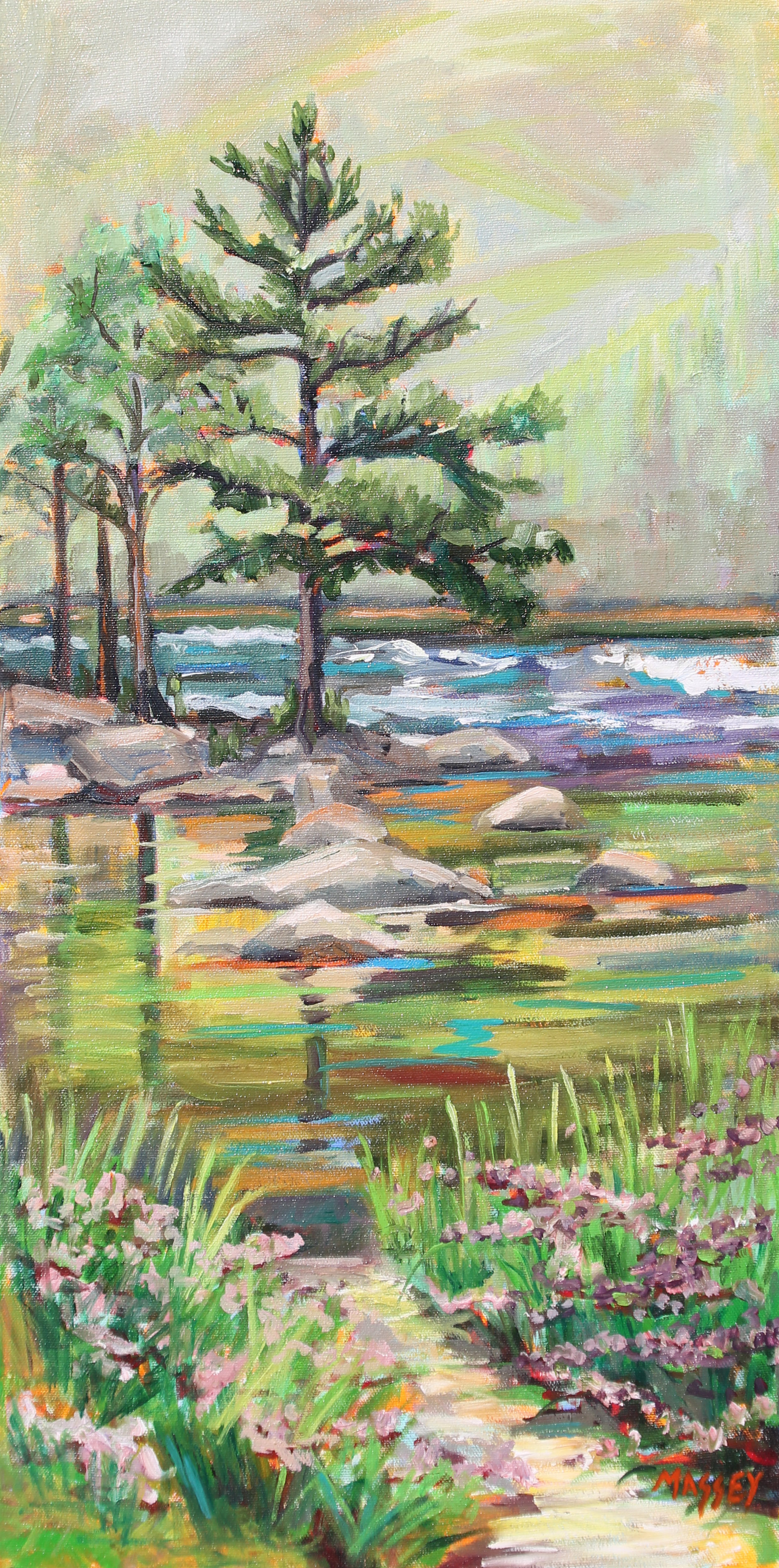Fishing Waters, 30" x 15", oil on canvas